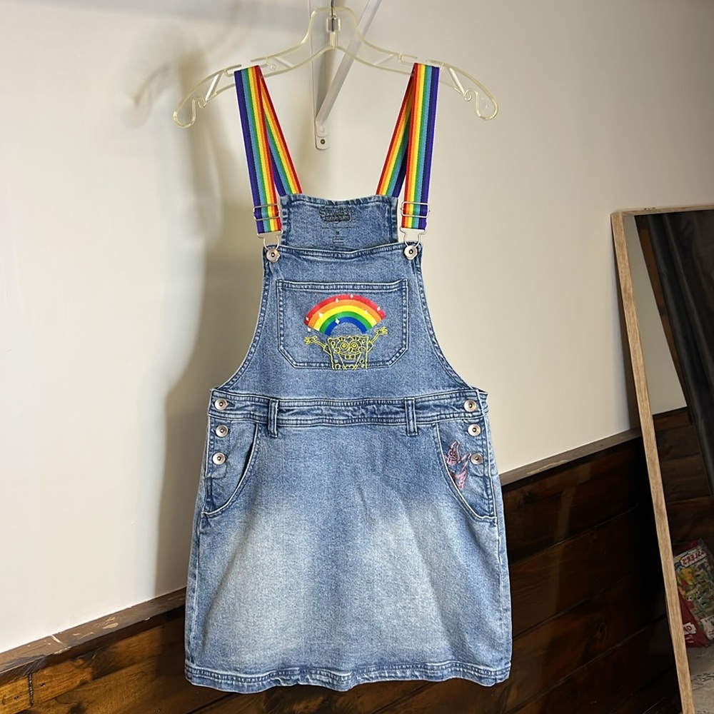 Hot Topic‎ SpongeBob SquarePants Imagination Rainbow Denim Skirtall- M